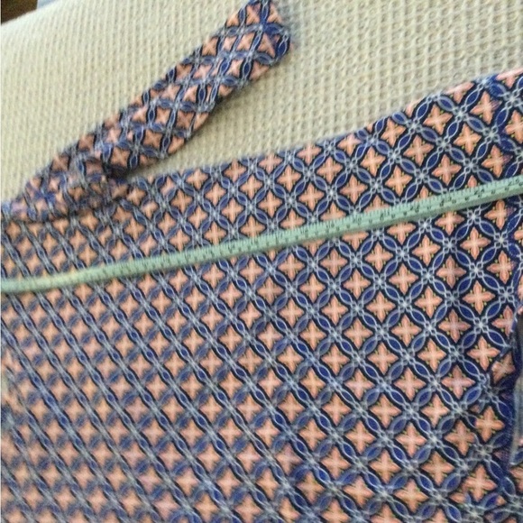 Talbots Blue Pink Print Top 3/4 Sleeve Open Back Lattice size M - Picture 6 of 6